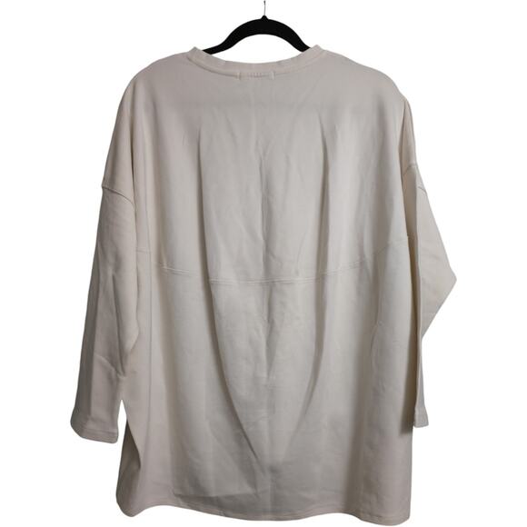 NWT AMERICAN HOLIC Ivory Oversized Long Sleeve Crewneck Sweatshirt Unisex Size M - Picture 2 of 7